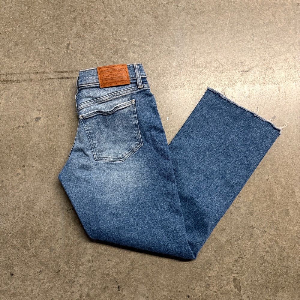 Lucky Brand Mid Rise Straight Leg‎ Raw Hem Jeans Blue Wash Womens 4/27R
